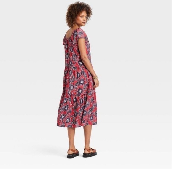 Knox Rose Women's Red Floral Bohemian Maxi Dress - Large NWT - Picture 5 of 9